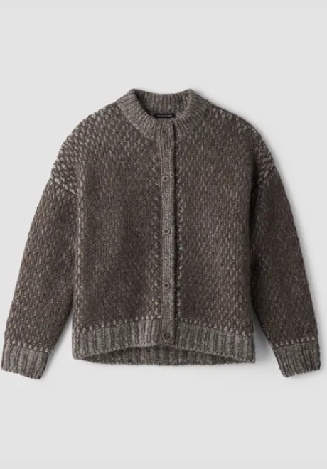 Brushed Alpaca Wool Blend High Collar Cardigan